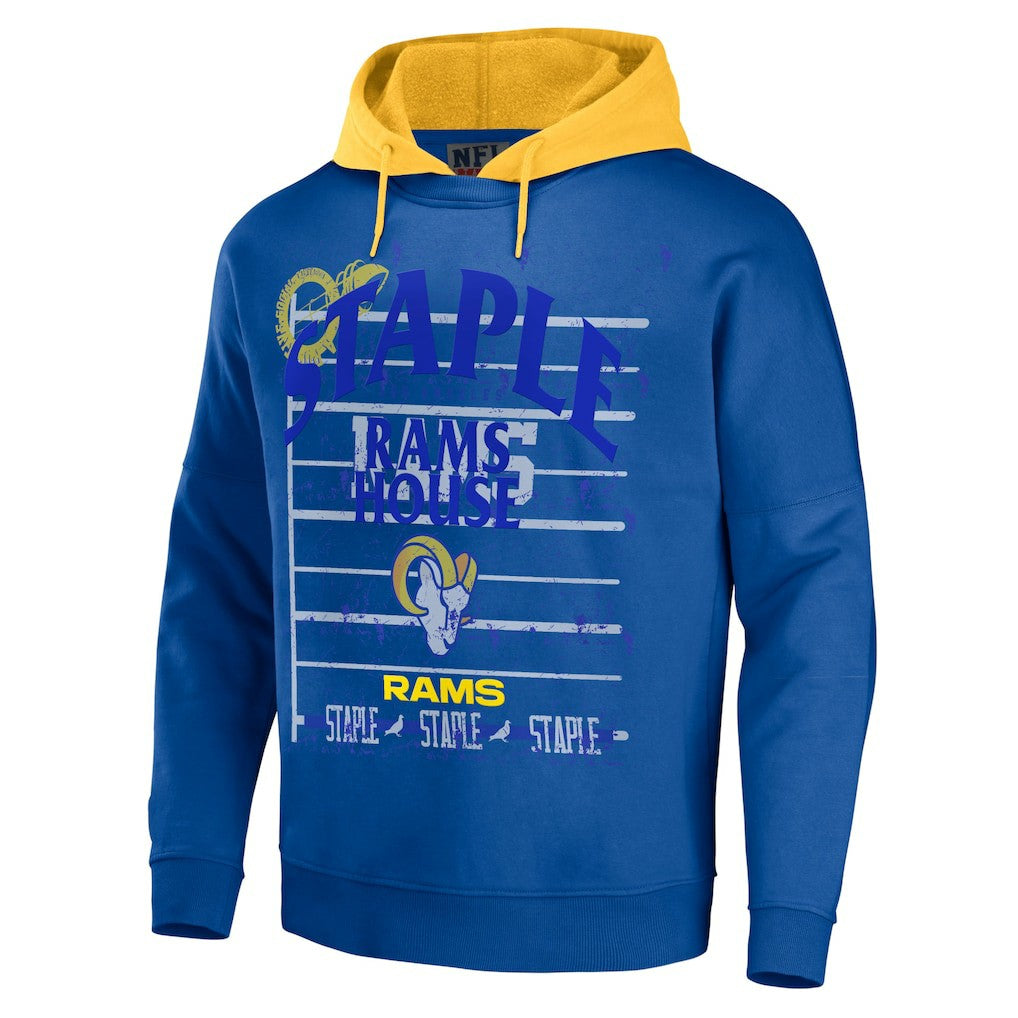 Los Angeles Rams NFL x Staple Throwback Vintage Wash Pullover Hoodie - Navy Hoodies