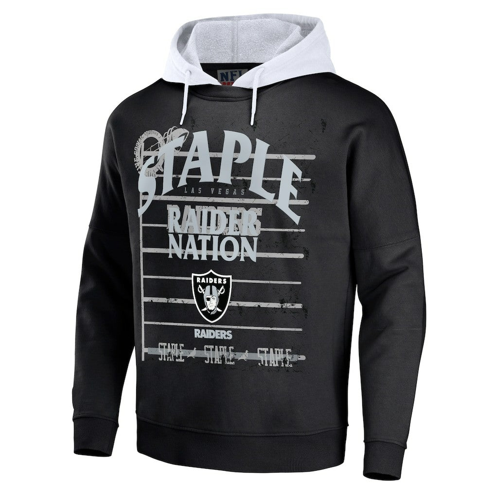 Las Vegas Raiders NFL x Staple Throwback Vintage Wash Pullover Hoodie - Black Hoodies