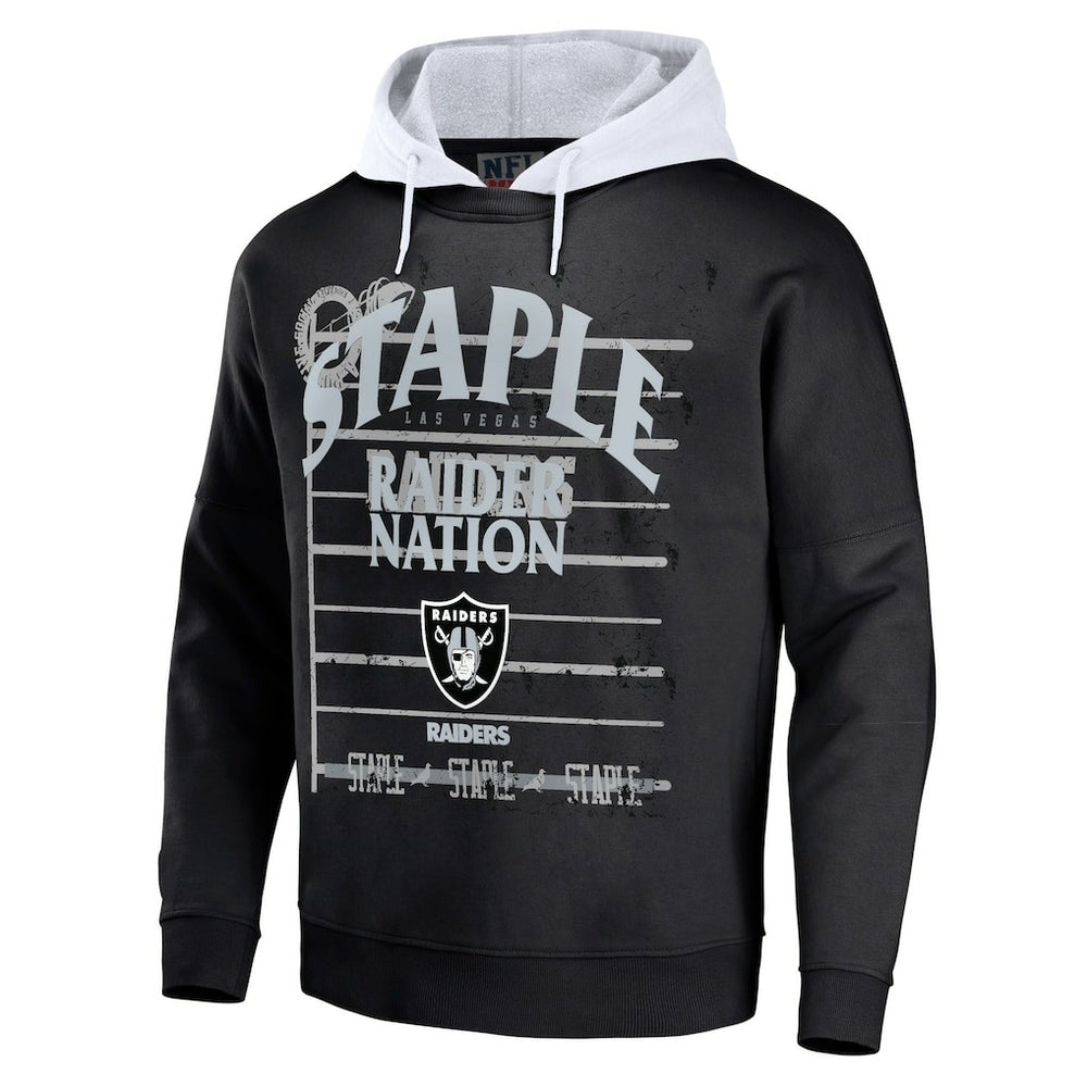 Las Vegas Raiders NFL x Staple Throwback Vintage Wash Pullover Hoodie - Black Hoodies