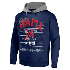 New England Patriots NFL x Staple Throwback Vintage Wash Pullover Hoodie - Navy Hoodies
