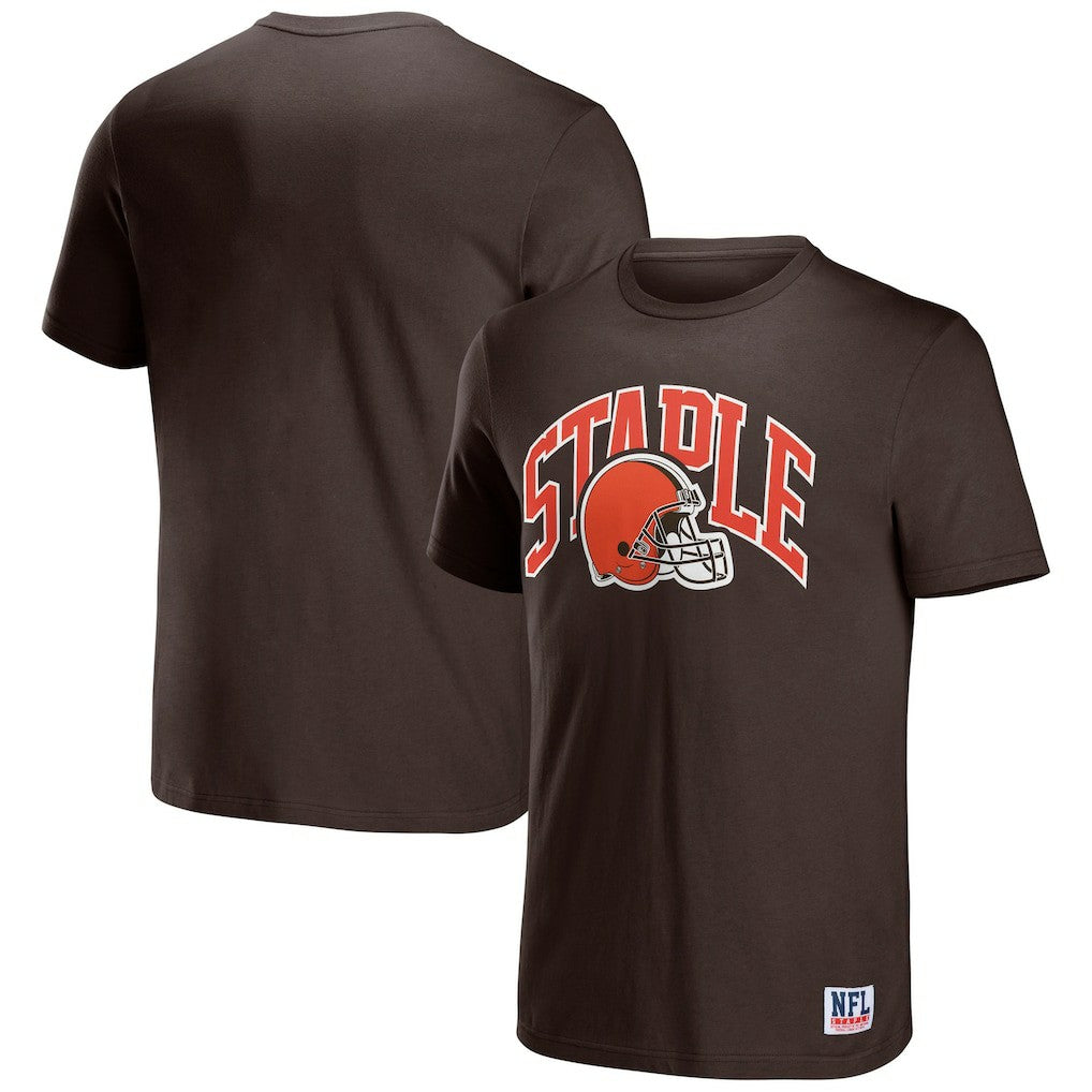 Cleveland Browns NFL x Staple Logo Lockup T-Shirt - Brown T-shirts