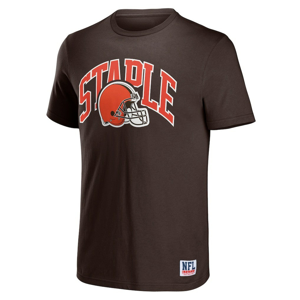 Cleveland Browns NFL x Staple Logo Lockup T-Shirt - Brown T-shirts