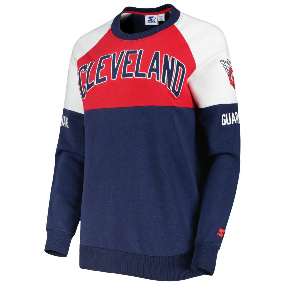 Cleveland Guardians Starter Women's Baseline Raglan Pullover Sweatshirt - Navy/Red Pullover