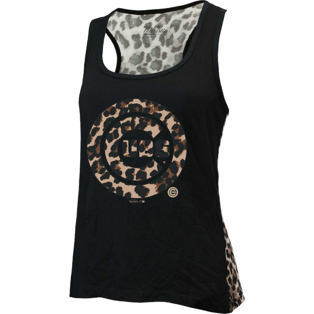 Chicago Cubs Majestic Threads Women's Leopard Tank Top - Black Tanks