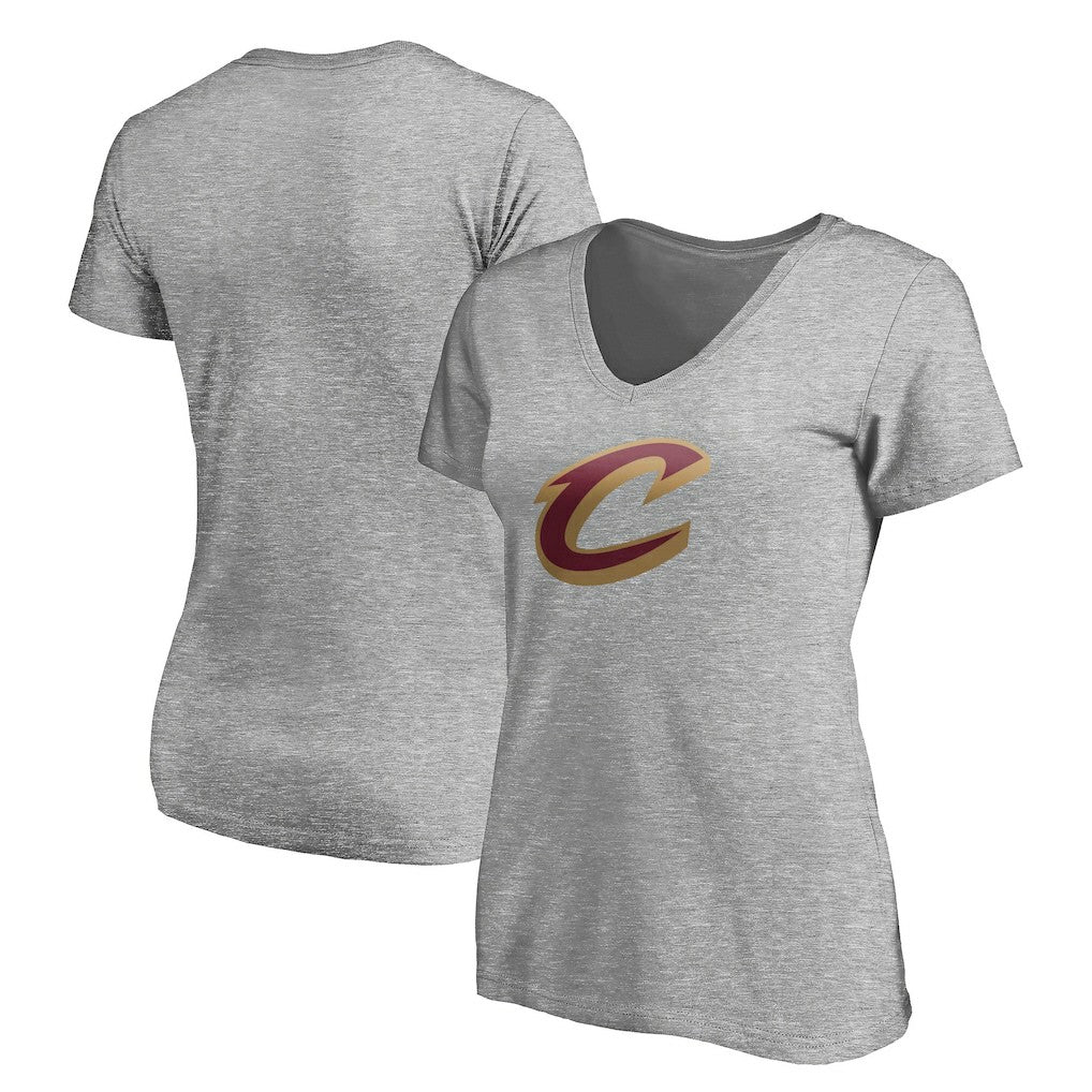Cleveland Cavaliers Women's Primary Team Logo V-Neck T-Shirt Heathered Gray outlet