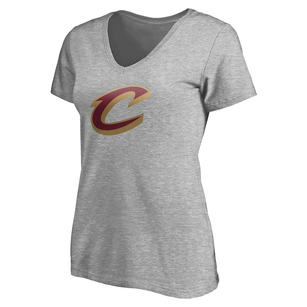 Cleveland Cavaliers Women's Primary Team Logo V-Neck T-Shirt Heathered Gray outlet