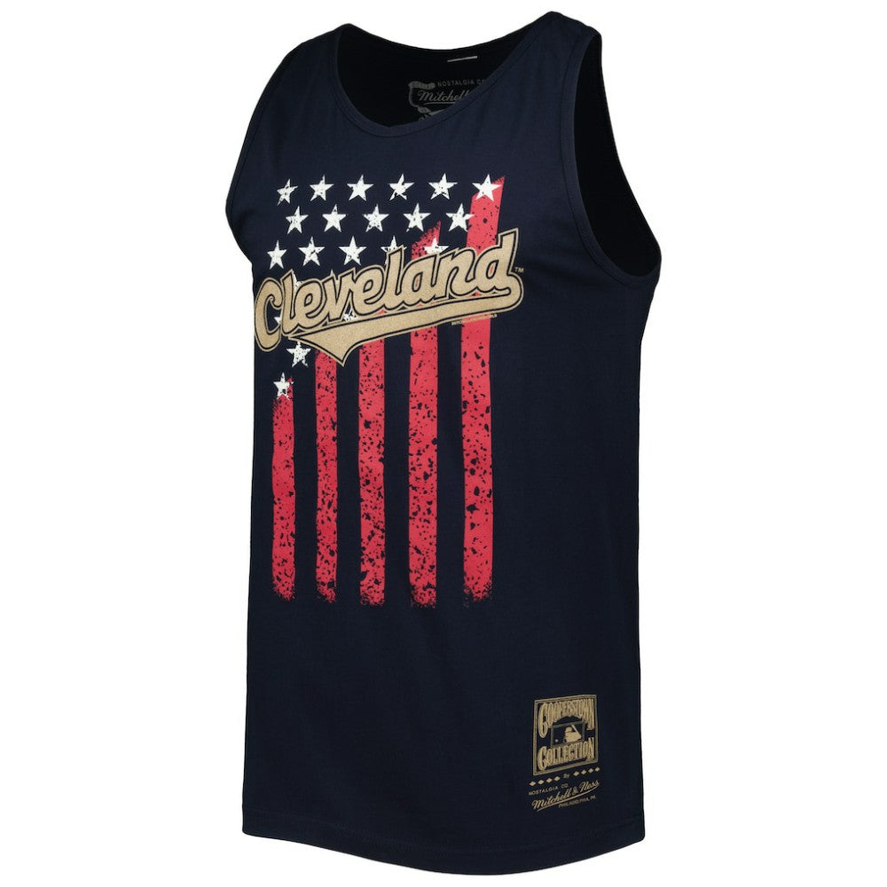 Cleveland Guardians Mitchell & Ness Cooperstown Collection Stars and Stripes Tank Top - Navy Tanks
