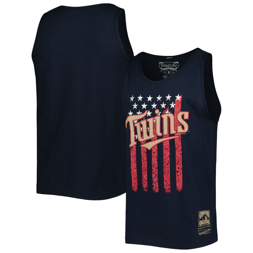 Minnesota Twins Mitchell & Ness Cooperstown Collection Stars and Stripes Tank Top - Navy Tanks