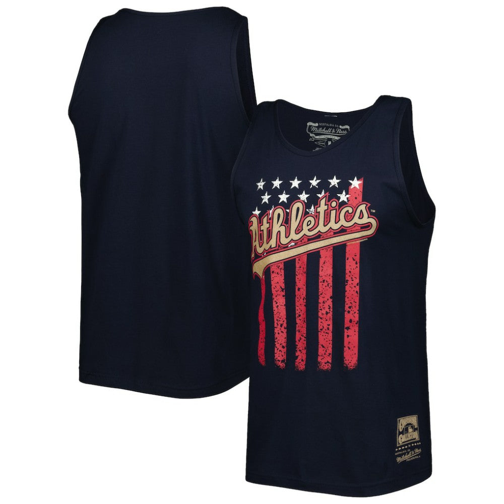 Athletics Mitchell & Ness Cooperstown Collection Stars and Stripes Tank Top - Navy Tanks