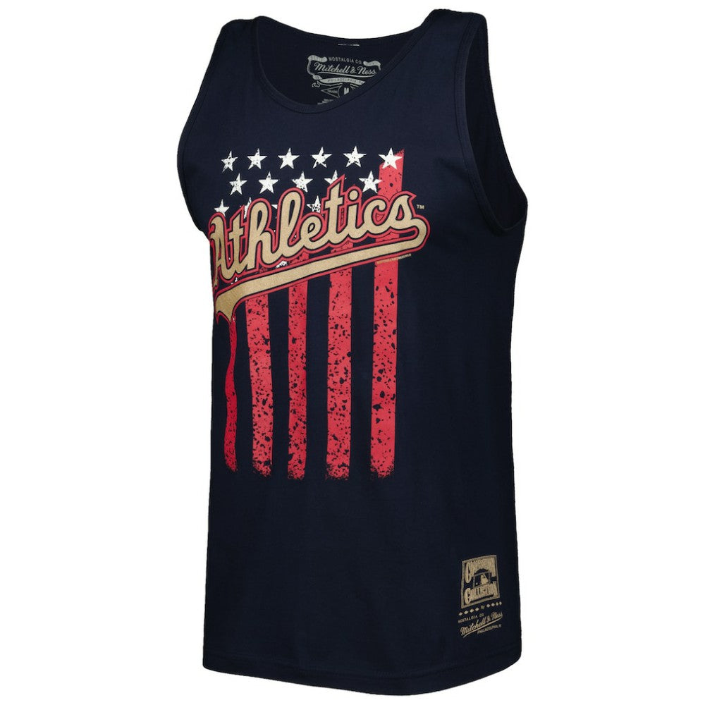 Athletics Mitchell & Ness Cooperstown Collection Stars and Stripes Tank Top - Navy Tanks