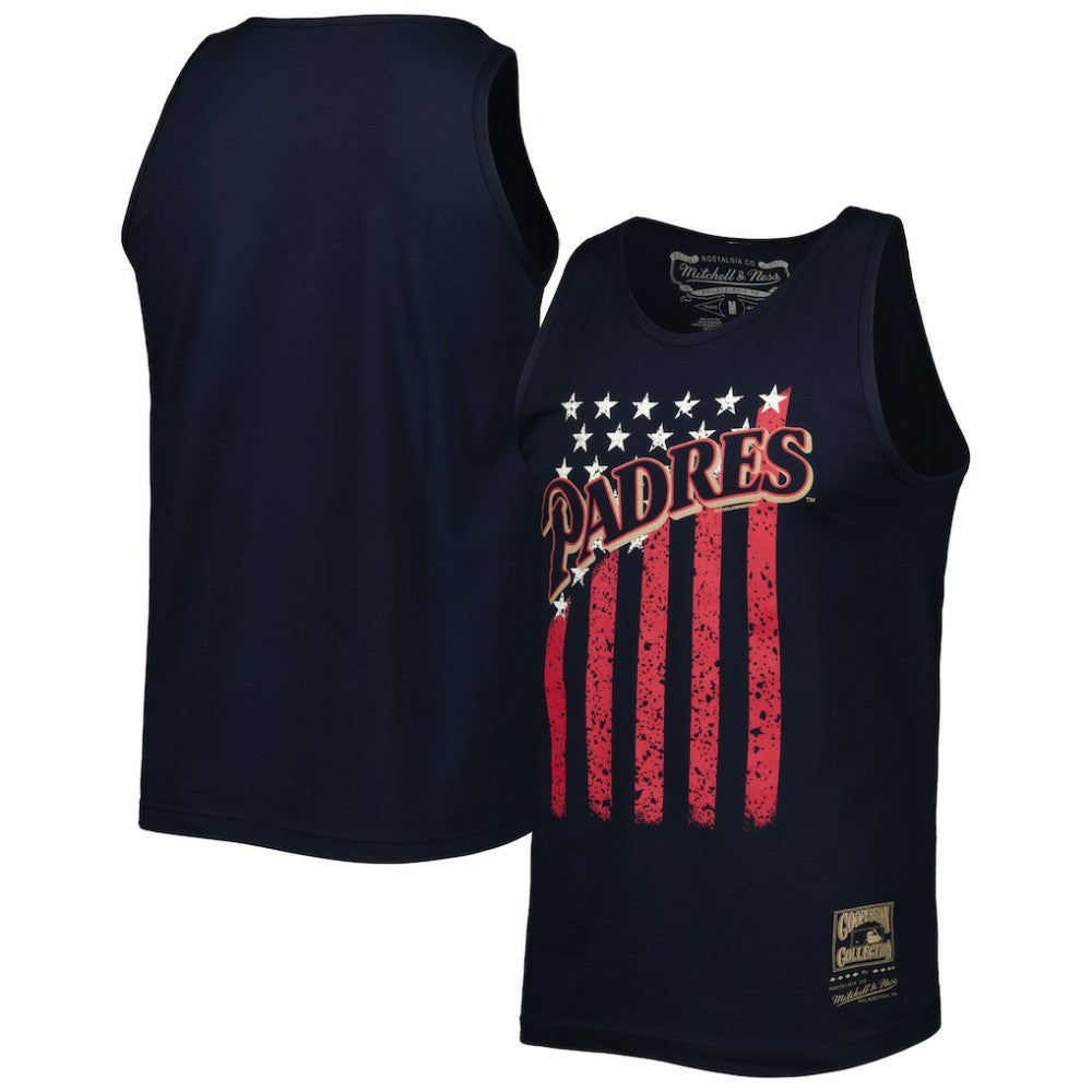 San Diego Padres Mitchell & Ness Cooperstown Collection Stars and Stripes Tank Top - Navy Tanks