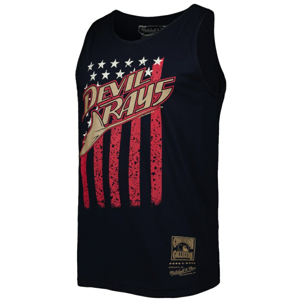 Tampa Bay Rays Mitchell & Ness Cooperstown Collection Stars and Stripes Tank Top - Navy Tanks