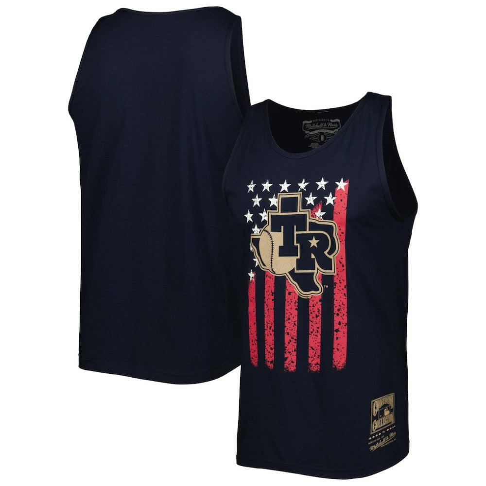 Texas Rangers Mitchell & Ness Cooperstown Collection Stars and Stripes Tank Top - Navy Tanks