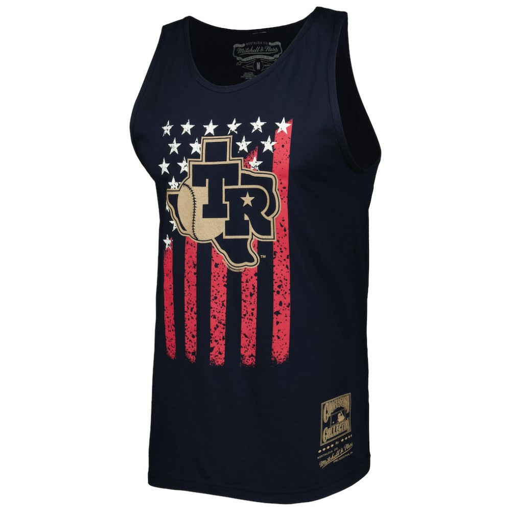 Texas Rangers Mitchell & Ness Cooperstown Collection Stars and Stripes Tank Top - Navy Tanks