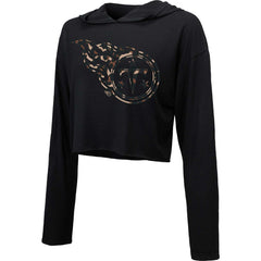Tennessee Titans Majestic Threads Women's Leopard Cropped Pullover Hoodie - Black Hoodies