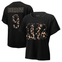 Joe Burrow Cincinnati Bengals Majestic Threads Women's Leopard Player Name & Number T-Shirt - Black T-shirts