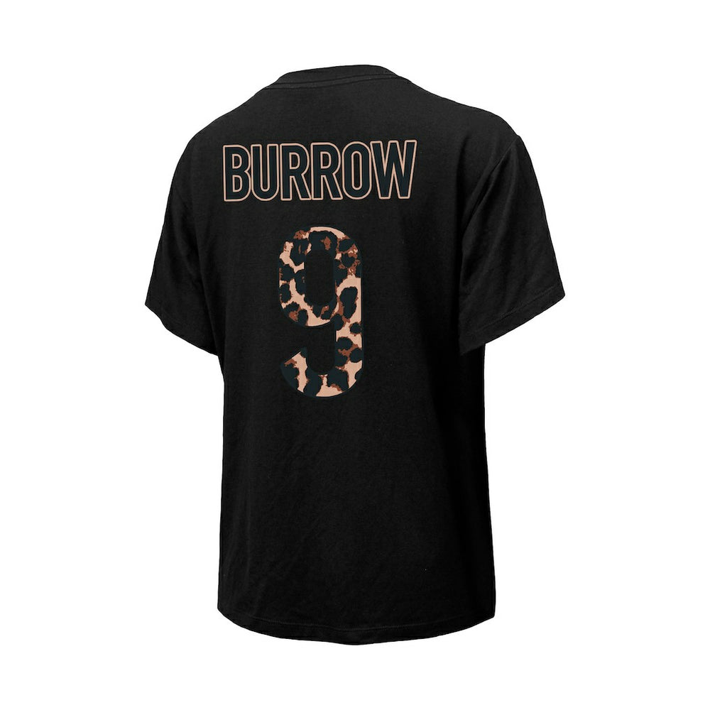 Joe Burrow Cincinnati Bengals Majestic Threads Women's Leopard Player Name & Number T-Shirt - Black T-shirts