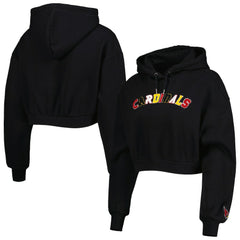 Arizona Cardinals The Wild Collective Women's Cropped Pullover Hoodie - Black Hoodies