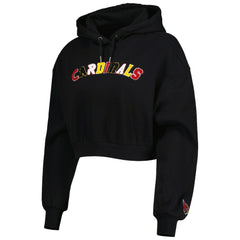 Arizona Cardinals The Wild Collective Women's Cropped Pullover Hoodie - Black Hoodies