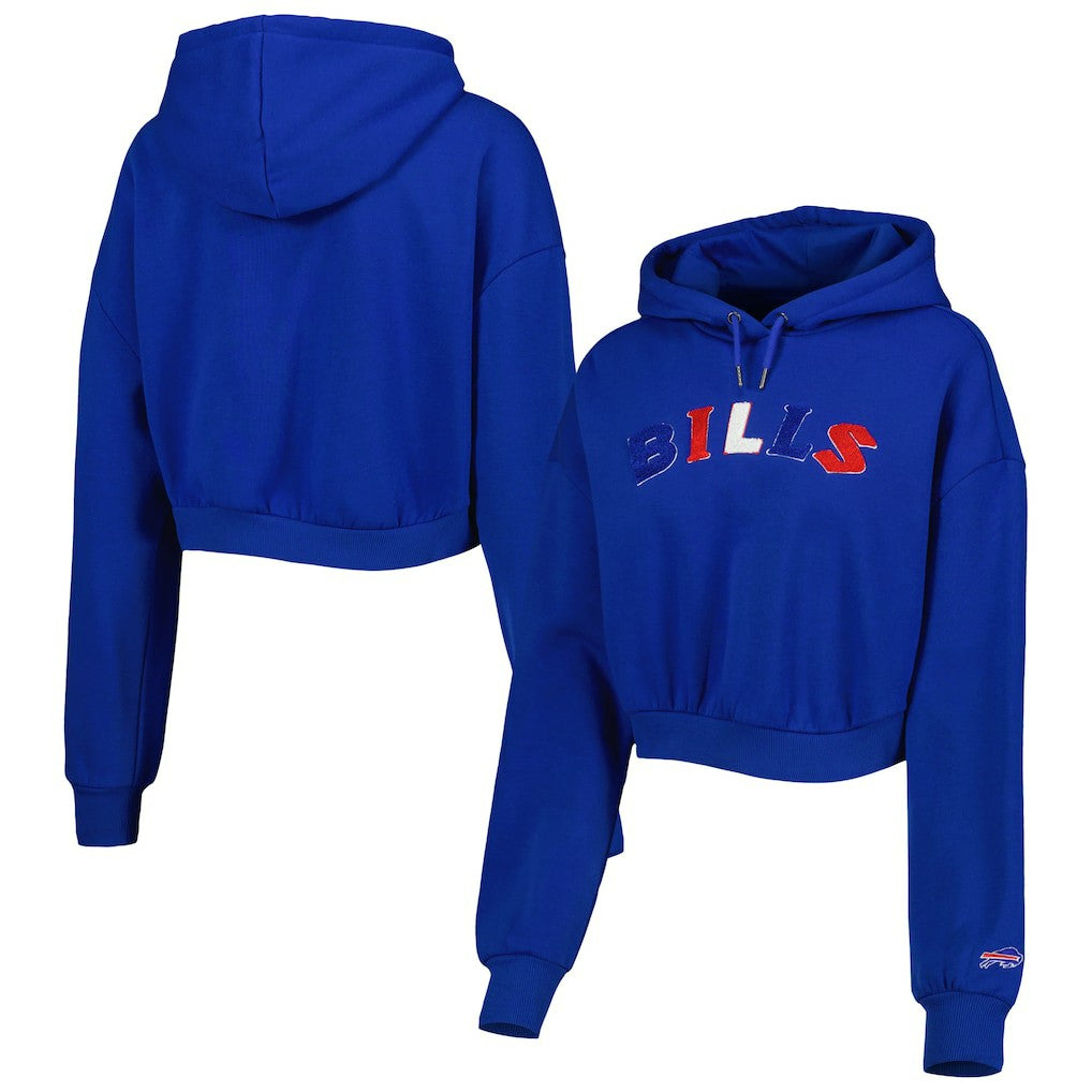 Buffalo Bills The Wild Collective Women's Cropped Pullover Hoodie - Royal Hoodies