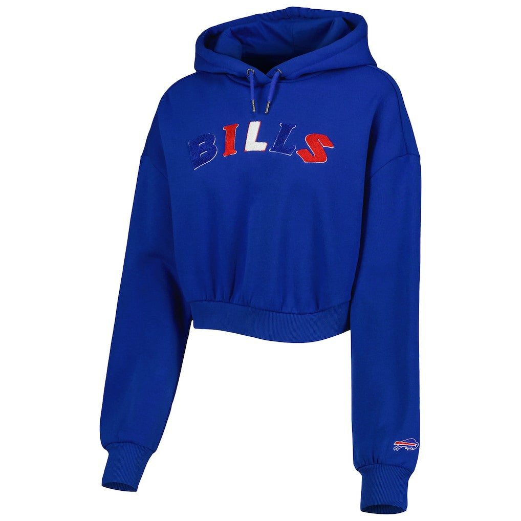 Buffalo Bills The Wild Collective Women's Cropped Pullover Hoodie - Royal Hoodies