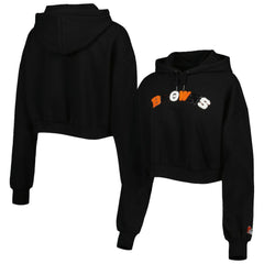 Cleveland Browns The Wild Collective Women's Cropped Pullover Hoodie - Black Hoodies