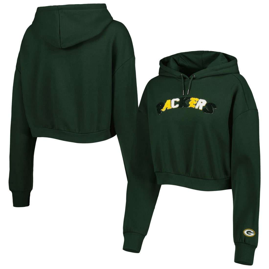 Green Bay Packers The Wild Collective Women's Cropped Pullover Hoodie - Green Hoodies