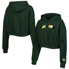 Green Bay Packers The Wild Collective Women's Cropped Pullover Hoodie - Green Hoodies