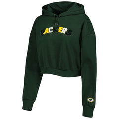 Green Bay Packers The Wild Collective Women's Cropped Pullover Hoodie - Green Hoodies