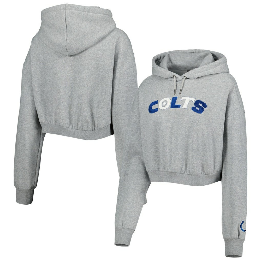 Indianapolis Colts The Wild Collective Women's Cropped Pullover Hoodie - Gray Hoodies
