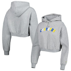 Los Angeles Chargers The Wild Collective Women's Cropped Pullover Hoodie - Gray Hoodies