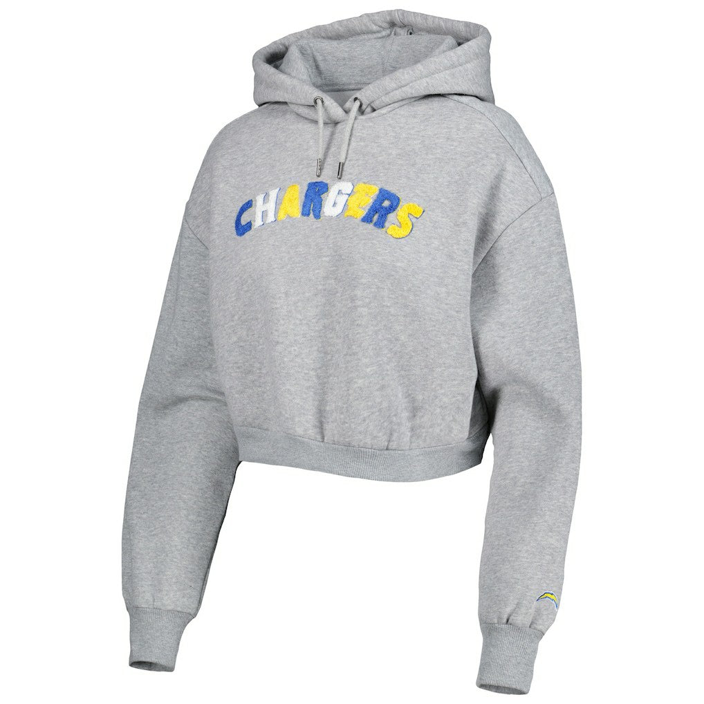 Los Angeles Chargers The Wild Collective Women's Cropped Pullover Hoodie - Gray Hoodies