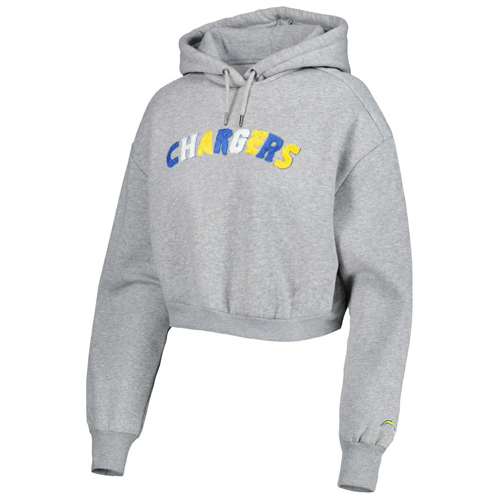 Los Angeles Chargers The Wild Collective Women's Cropped Pullover Hoodie - Gray Hoodies