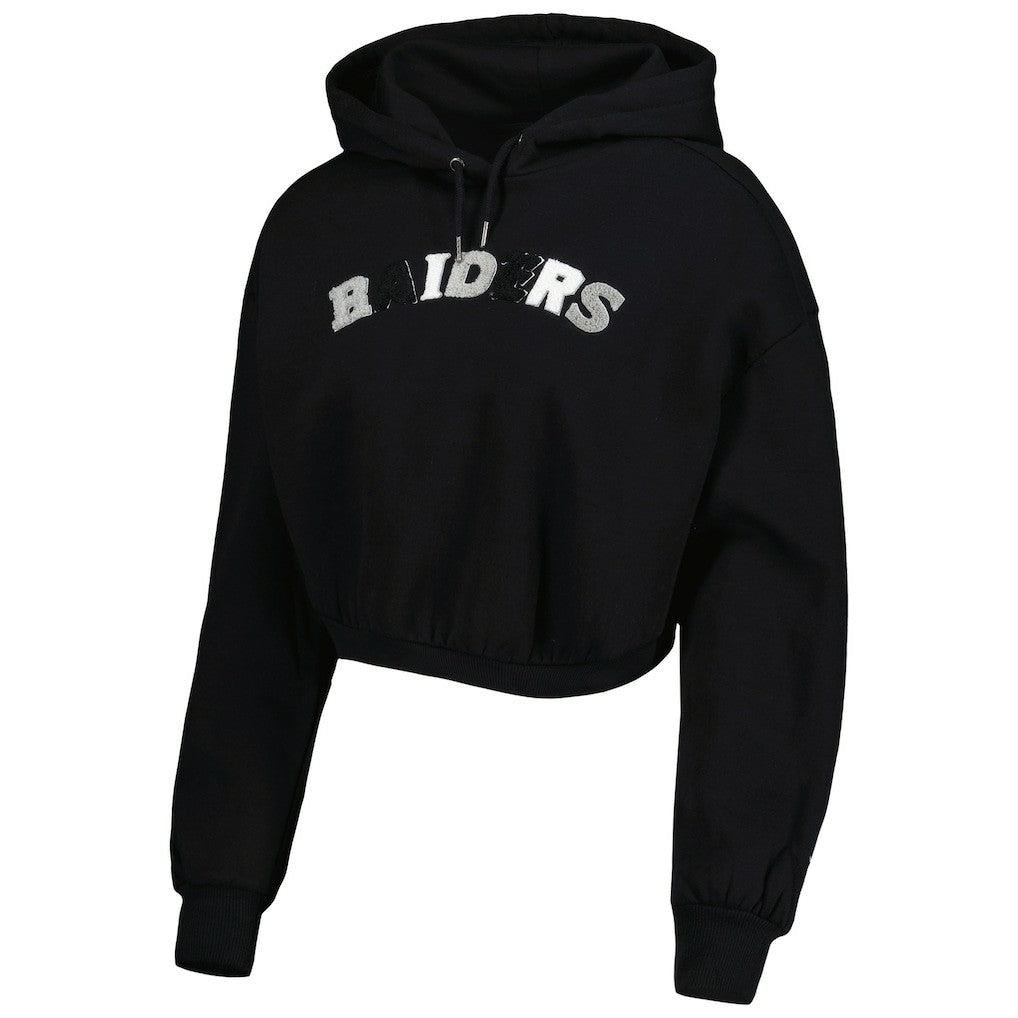 Las Vegas Raiders The Wild Collective Women's Cropped Pullover Hoodie - Black Hoodies