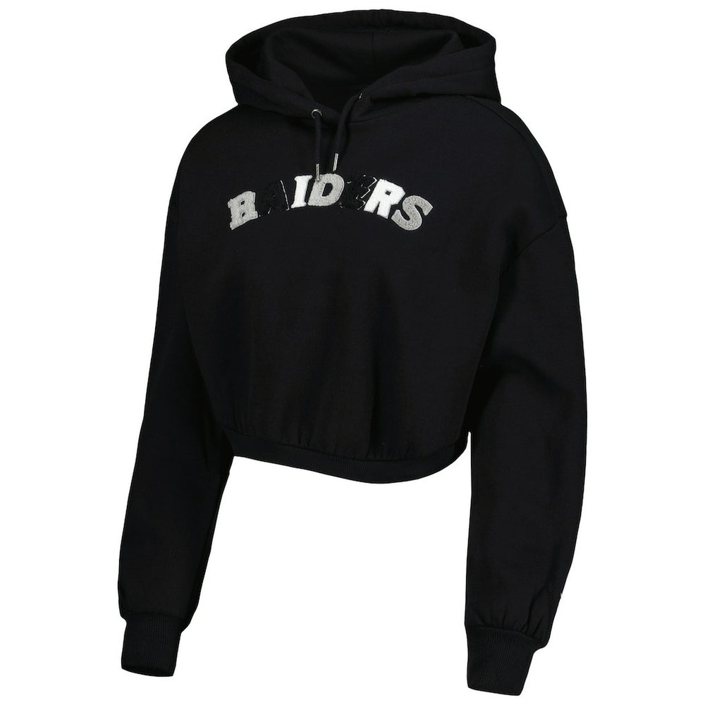 Las Vegas Raiders The Wild Collective Women's Cropped Pullover Hoodie - Black Hoodies