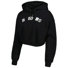 Las Vegas Raiders The Wild Collective Women's Cropped Pullover Hoodie - Black Hoodies