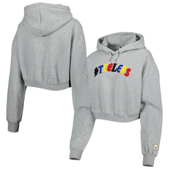 Pittsburgh Steelers The Wild Collective Women's Cropped Pullover Hoodie - Gray Hoodies