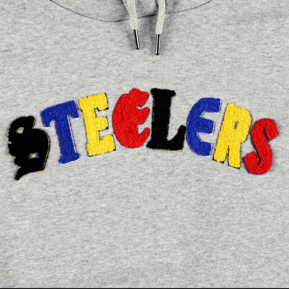 Pittsburgh Steelers The Wild Collective Women's Cropped Pullover Hoodie - Gray Hoodies