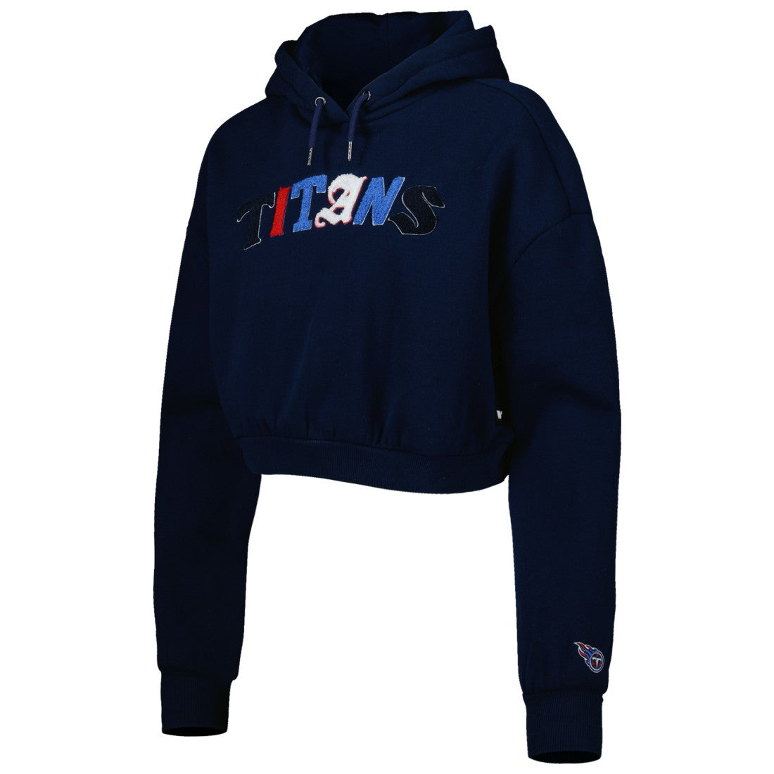 Tennessee Titans The Wild Collective Women's Cropped Pullover Hoodie - Navy Hoodies