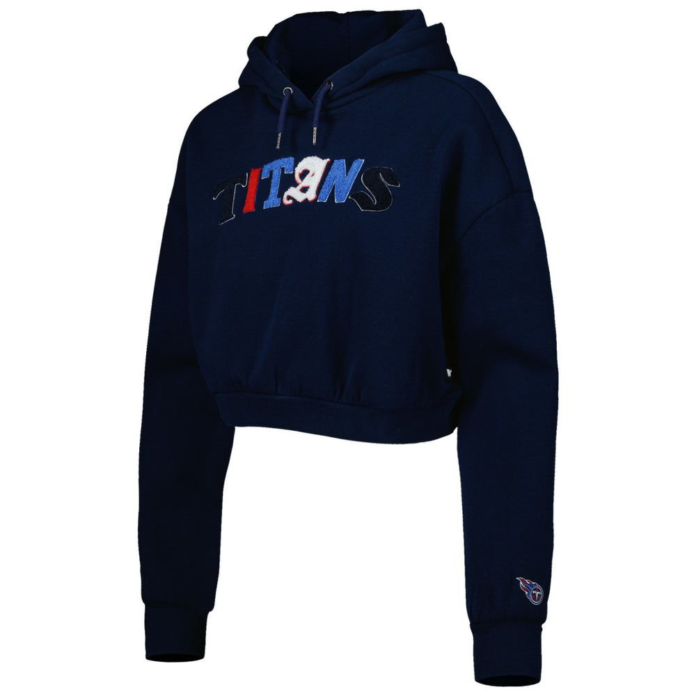 Tennessee Titans The Wild Collective Women's Cropped Pullover Hoodie - Navy Hoodies