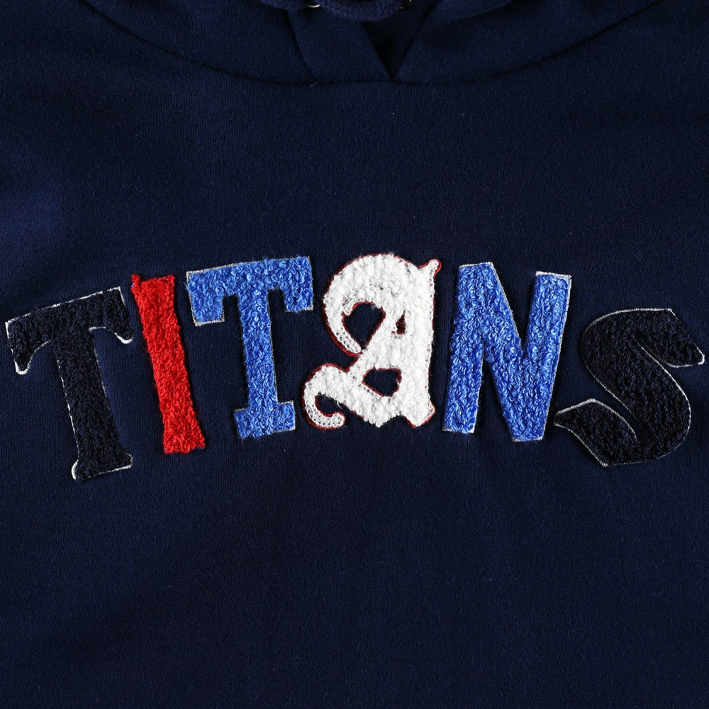 Tennessee Titans The Wild Collective Women's Cropped Pullover Hoodie - Navy Hoodies