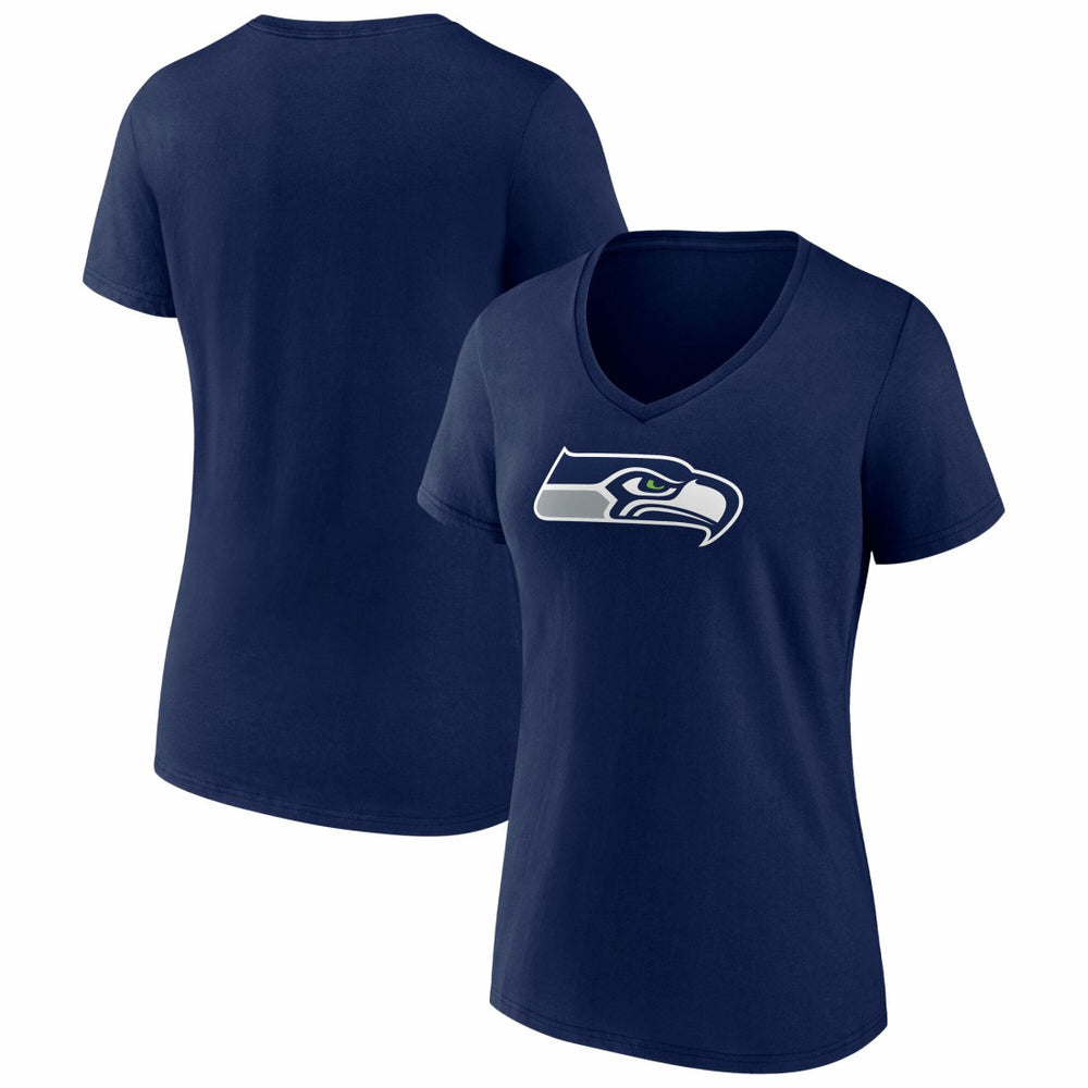 Seattle Seahawks Women's Icon Primary Logo V-Neck T-Shirt - College Navy T-shirts