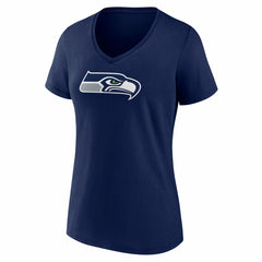 Seattle Seahawks Women's Icon Primary Logo V-Neck T-Shirt - College Navy T-shirts