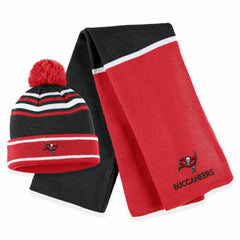 Tampa Bay Buccaneers WEAR by Erin Andrews Women's Colorblock Cuffed Knit Hat with Pom and Scarf Set - Red Hats