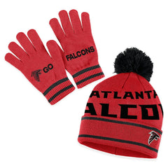 Atlanta Falcons WEAR by Erin Andrews Women's Double Jacquard Cuffed Knit Hat with Pom and Gloves Set - Red Hats
