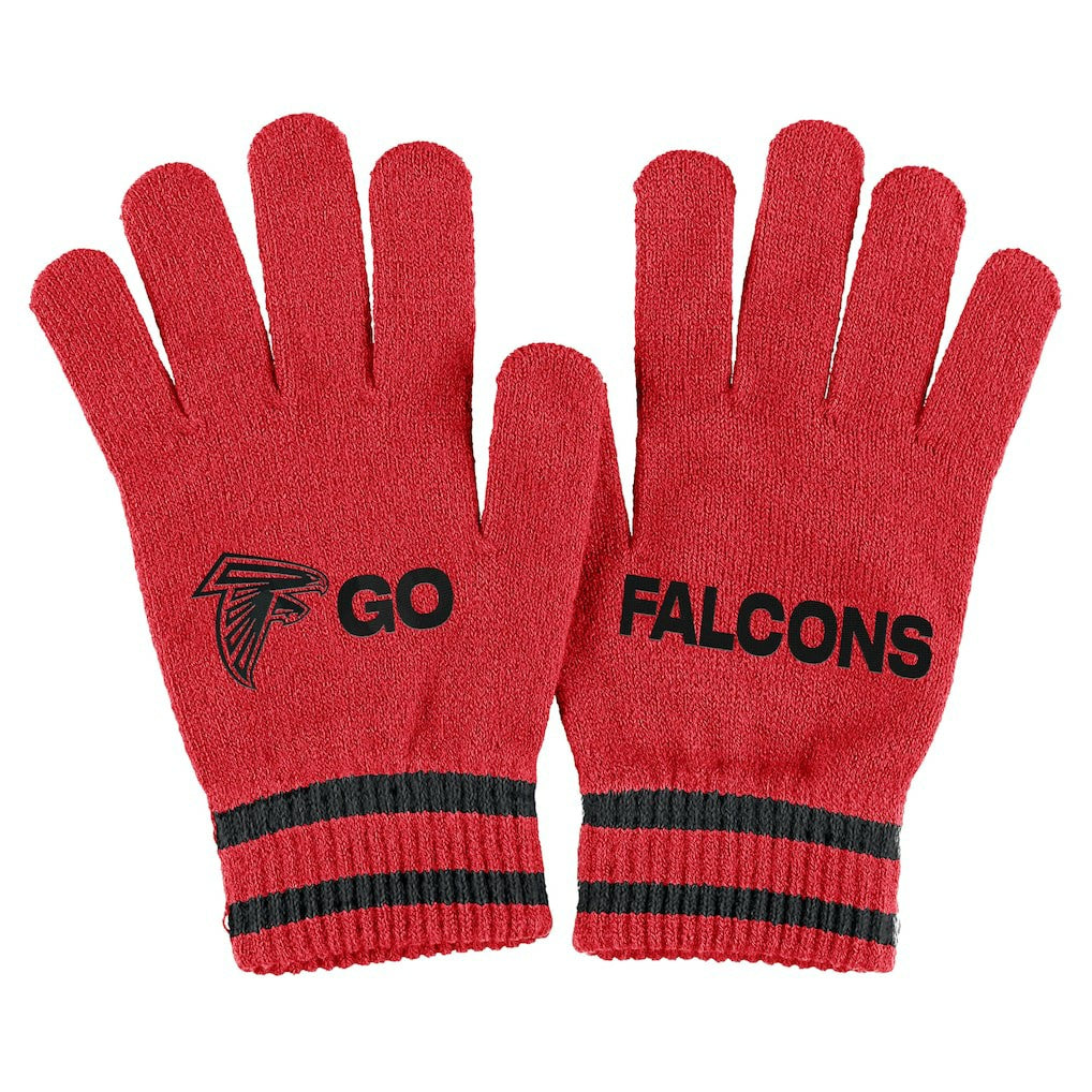 Atlanta Falcons WEAR by Erin Andrews Women's Double Jacquard Cuffed Knit Hat with Pom and Gloves Set - Red Hats