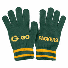 Green Bay Packers WEAR by Erin Andrews Women's Double Jacquard Cuffed Knit Hat with Pom and Gloves Set - Green Hats