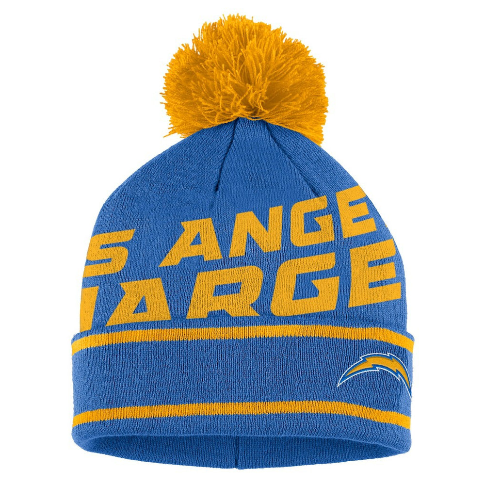 Los Angeles Chargers WEAR by Erin Andrews Women's Double Jacquard Cuffed Knit Hat with Pom and Gloves Set - Powder Blue Hats