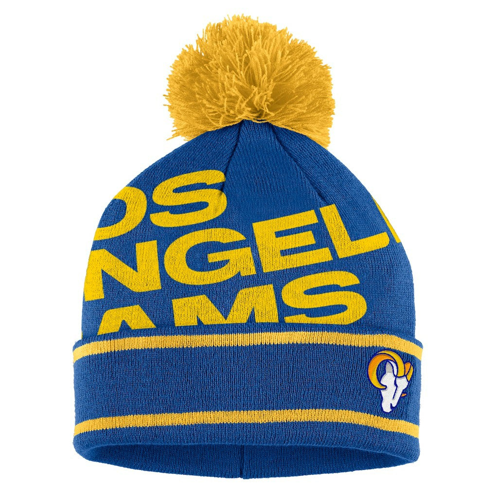 Los Angeles Rams WEAR by Erin Andrews Women's Double Jacquard Cuffed Knit Hat with Pom and Gloves Set - Royal Hats
