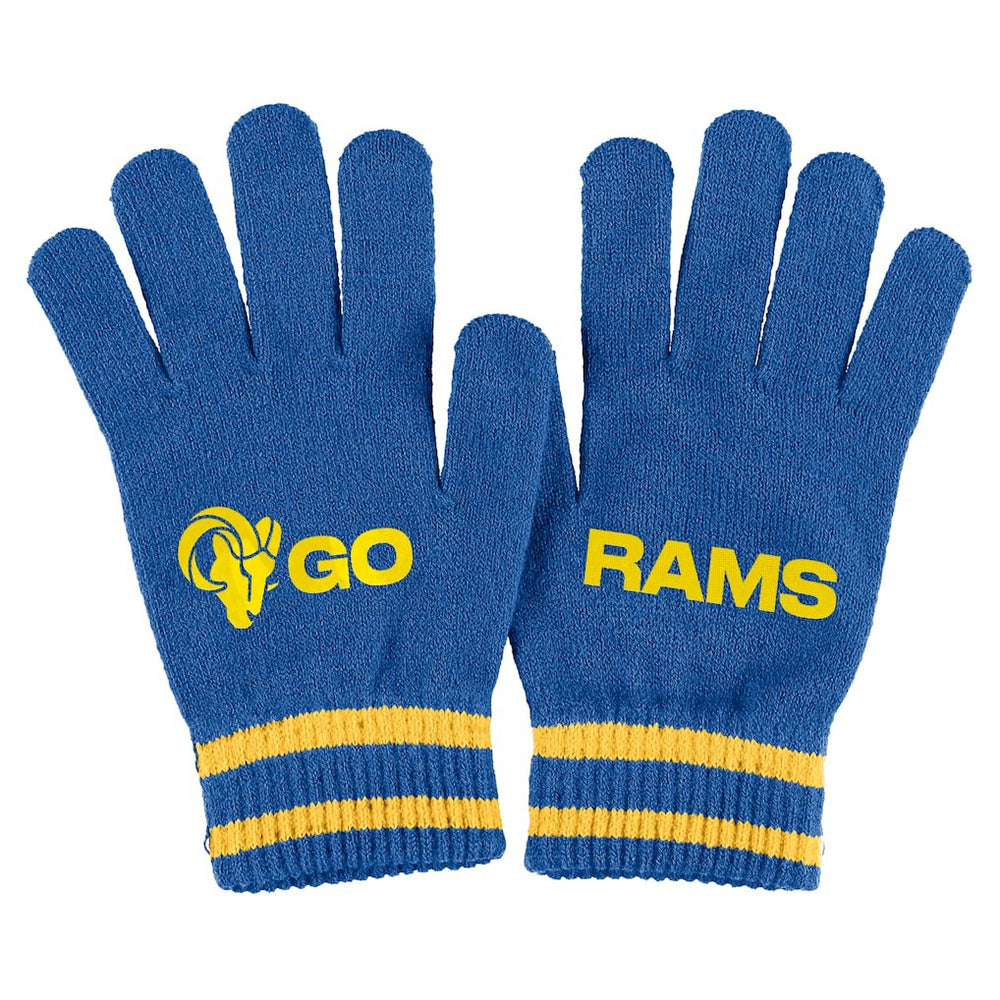 Los Angeles Rams WEAR by Erin Andrews Women's Double Jacquard Cuffed Knit Hat with Pom and Gloves Set - Royal Hats